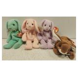 4 misc rabbit beanie babies
