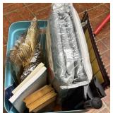 Tote lot of plastic forks couch cover and more