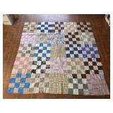 Beautiful hand sewn multicolor quilt top