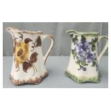 2 Hand-painted ceramic cream pitchers
