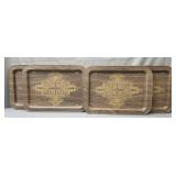 vintage metal TV trays featuring a wood-grain