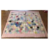 Pink multicolored hand made quilt