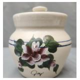vintage handturned pottery honey pot made by