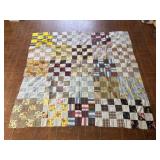 Yellow and brown hand made quilt top