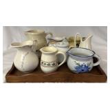 Tray lot of misc creamer and milk pitchers
