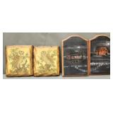 Lot of 4 small printed & painted canvases