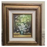 Beautiful Painting of Daisies on Canvas Signed