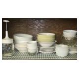 Shelf Lot of Bowls Platers Ramekins Etc