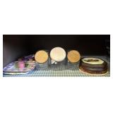 Lot of glass containers plates and more