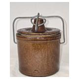 Small Vintage Brown Pottery Cannister with Lid