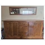 Solid oak wood handmade buffet with mirror