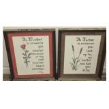 Pair of Cross Stitched Mother & Father Pictures