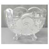 Vintage Crystal footed bowl w frosted flower