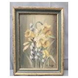 Original oil painting of daffodils by J.E. Judge