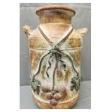 Pottery Dahlrose pattern double-handled vase