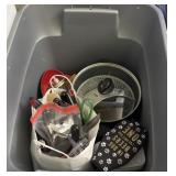 Tote filled with utensils fryer and more