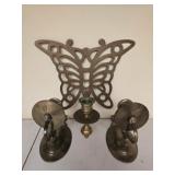 Lot of 3 brass candle stick holders