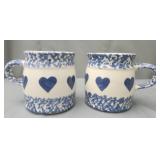 2 friendship blue & white mugs