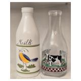 Lot of 2 Glass Milk Jars