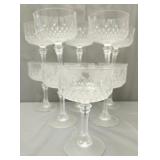 Set of 11 Longchamp crystal stem cocktail glasses