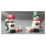 Set 2 Goebel candle holder snowman figurines