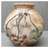 ceramic terra cotta vase w raised grapes