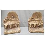 Pair of vintage Syroco covered wagon bookends