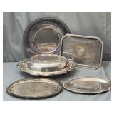 Lot of 5 silver plated serving dishes