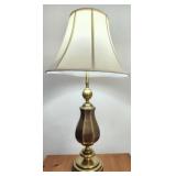 Vintage brass base lamp with cream shade