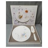 Mikasa Bone China Something Blue cake plate