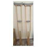Pair of wood crutches