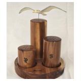 Wooden Salt & Pepper Shaker with Pelican Bird