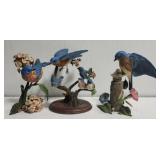 Lot of 3 blue birds figurines