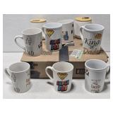 Box of Misc Ceramic Mugs Some Blank Some DAD
