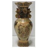 Handpainted Asian themed vase with gold accents