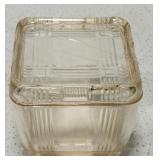 Pink Glass Criss Cross square refrigerator dish