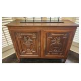 Antique oak buffet with vase motifs SEE DESC