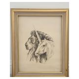 Framed pen-and-ink drawing