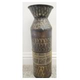 Rustic brown metal floor vase w a honeycomb design
