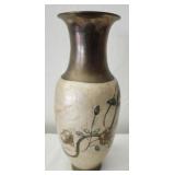 Vintage enameled brass floral vase