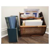 Vintage bamboo & rattan magazine rack &