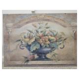 Print art piece featuring fruit in a vase