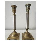 Vintage brass & chrome taper candle holders