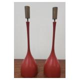 Pair of mid century modern red candle holders
