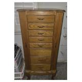 Oak wood stand up jewelry box AS IS