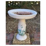 Outdoor Plastic Bird Bath w Floral Base