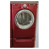 Red LG Tromm Dryer with pedestal