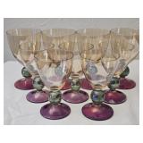 Set of 9 Amber Green & Purple Glasses