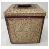 India Ink Embossed Gold & Brown Tissue Box Cover
