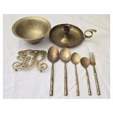 Lot of 8 pcs of Thailand Flatware & Brass Pcs